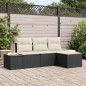Set Divano da Giardino vidaXL 4 Pezzi con Cuscini Rattan Polio Nero Acacia Set Divano da Giardino vidaXL 4 Pezzi con Cuscini Rattan Polio Nero Acacia