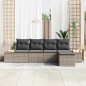 vidaXL Set di divani da giardino con cuscini grigi in rattan sintetico e acacia, composto da 5 pezzi. vidaXL Set di divani da giardino con cuscini grigi in rattan sintetico e acacia, composto da 5 pezzi.