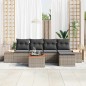 vidaXL Set giardino 6 pezzi con cuscini grigi in polyrattan e acacia. vidaXL Set giardino 6 pezzi con cuscini grigi in polyrattan e acacia.