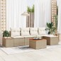 vidaXL Set di divani da giardino con cuscini, 6 pezzi, beige, in polirattan e acacia. vidaXL Set di divani da giardino con cuscini, 6 pezzi, beige, in polirattan e acacia.