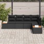 vidaXL Set di divano da giardino a 5 pezzi con cuscini in rattan sintetico nero e acacia vidaXL Set di divano da giardino a 5 pezzi con cuscini in rattan sintetico nero e acacia