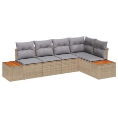 vidaXL Set divano da giardino 5 pezzi con cuscini in rattan beige