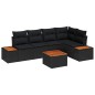vidaXL Set di divani da giardino a 6 pezzi con cuscini in rattan sintetico nero e legno di acacia vidaXL Set di divani da giardino a 6 pezzi con cuscini in rattan sintetico nero e legno di acacia