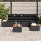 vidaXL Set di divani da giardino a 6 pezzi con cuscini in rattan sintetico nero e legno di acacia vidaXL Set di divani da giardino a 6 pezzi con cuscini in rattan sintetico nero e legno di acacia