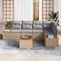 vidaXL Set da giardino di 6 pezzi di , con cuscini in rattan polipropilene beige e acacia. vidaXL Set da giardino di 6 pezzi di , con cuscini in rattan polipropilene beige e acacia.