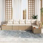 vidaXL Set da Giardino in Rattan Polietilene e Acacia da 6 Pezzi con Cuscini Beige vidaXL Set da Giardino in Rattan Polietilene e Acacia da 6 Pezzi con Cuscini Beige