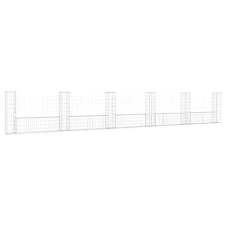 Cesto Gabbione a U con 6 Pali in Ferro 620x20x100 cm