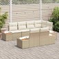 vidaXL Set di divani da giardino 7 pezzi con cuscini in rattan sintetico beige e acacia vidaXL Set di divani da giardino 7 pezzi con cuscini in rattan sintetico beige e acacia