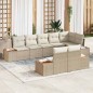 vidaXL Set di Divani da Giardino 8 Pezzi con Cuscini Beige, Realizzato in Polyrattan e Acacia vidaXL Set di Divani da Giardino 8 Pezzi con Cuscini Beige, Realizzato in Polyrattan e Acacia