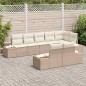 vidaXL Set di Divani da Giardino 8 Pezzi con Cuscini Beige, Realizzato in Polyrattan e Acacia vidaXL Set di Divani da Giardino 8 Pezzi con Cuscini Beige, Realizzato in Polyrattan e Acacia