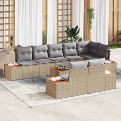 vidaXL Set Giardino 9 Pezzi con Cuscini Beige in Rattan Sintetico