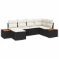 vidaXL Set di divani da giardino , 6 pezzi con cuscini in rattan polietilene nero e acacia. vidaXL Set di divani da giardino , 6 pezzi con cuscini in rattan polietilene nero e acacia.