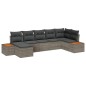 vidaXL Set di divani da giardino a 7 pezzi con cuscini grigi in polyrattan e acacia. vidaXL Set di divani da giardino a 7 pezzi con cuscini grigi in polyrattan e acacia.