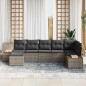 vidaXL Set di divani da giardino a 7 pezzi con cuscini grigi in polyrattan e acacia. vidaXL Set di divani da giardino a 7 pezzi con cuscini grigi in polyrattan e acacia.