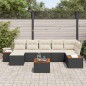 vidaXL Set di Divani da Giardino da 8 Pezzi con Cuscini in Rattan Nero e Acacia vidaXL Set di Divani da Giardino da 8 Pezzi con Cuscini in Rattan Nero e Acacia
