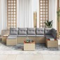 vidaXL Set da giardino 8 pezzi con cuscini, rattan poli beige e acacia. vidaXL Set da giardino 8 pezzi con cuscini, rattan poli beige e acacia.