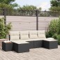 vidaXL Set di divani da giardino , 6 pezzi con cuscini in rattan sintetico di acacia neri. vidaXL Set di divani da giardino , 6 pezzi con cuscini in rattan sintetico di acacia neri.