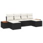 vidaXL Set di divani da giardino , 6 pezzi con cuscini in rattan sintetico di acacia neri. vidaXL Set di divani da giardino , 6 pezzi con cuscini in rattan sintetico di acacia neri.