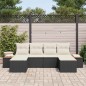 vidaXL Set di divani da giardino , 6 pezzi con cuscini in rattan sintetico di acacia neri. vidaXL Set di divani da giardino , 6 pezzi con cuscini in rattan sintetico di acacia neri.