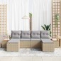 vidaXL Set da Giardino 6 Pezzi con Cuscini in Rattan Sintetico Beige e Acacia vidaXL Set da Giardino 6 Pezzi con Cuscini in Rattan Sintetico Beige e Acacia
