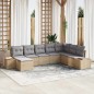 vidaXL Set di divano da giardino con cuscini, 8 pezzi, in rattan sintetico beige e legno di acacia. vidaXL Set di divano da giardino con cuscini, 8 pezzi, in rattan sintetico beige e legno di acacia.