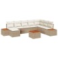 vidaXL Set di divani da giardino 9 pezzi con cuscini, rattan sintetico beige e legno di acacia vidaXL Set di divani da giardino 9 pezzi con cuscini, rattan sintetico beige e legno di acacia