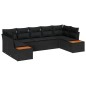 vidaXL Set di divani da giardino 7 pezzi con cuscini in polirattan nero e legno di acacia. vidaXL Set di divani da giardino 7 pezzi con cuscini in polirattan nero e legno di acacia.