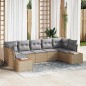 vidaXL Set divani giardino vitaXL 7 pezzi con cuscini in polirattan beige e legno di acacia vidaXL Set divani giardino vitaXL 7 pezzi con cuscini in polirattan beige e legno di acacia