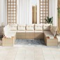 vidaXL Set di divani da giardino 5 pezzi con cuscini beige in rattan sintetico e legno di acacia.