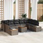 vidaXL Set di divani da giardino di 6 pezzi con cuscini grigi in rattan e legno di acacia vidaXL Set di divani da giardino di 6 pezzi con cuscini grigi in rattan e legno di acacia