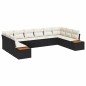 vidaXL Set Giardino 10 Pezzi con Cuscini in Rattan Nero e Acacia vidaXL Set Giardino 10 Pezzi con Cuscini in Rattan Nero e Acacia