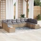 vidaXL Set da giardino di 10 pezzi con cuscini beige in rattan sintetico e legno di acacia vidaXL Set da giardino di 10 pezzi con cuscini beige in rattan sintetico e legno di acacia