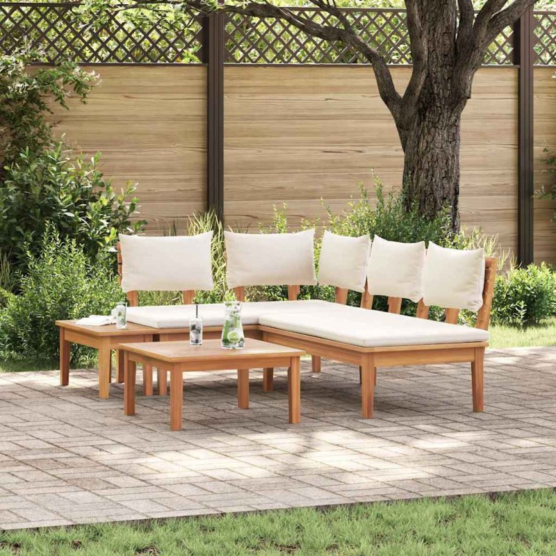 vidaXL Set Panchina da Giardino 4 pcs Marrone e Crema 2 posti Media vidaXL Set Panchina da Giardino 4 pcs Marrone e Crema 2 posti Media