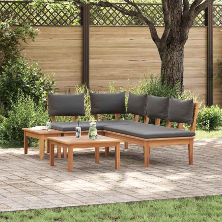 vidaXL Set Panchina da Giardino 4 pcs Marrone e Grigio scuro e Marrone