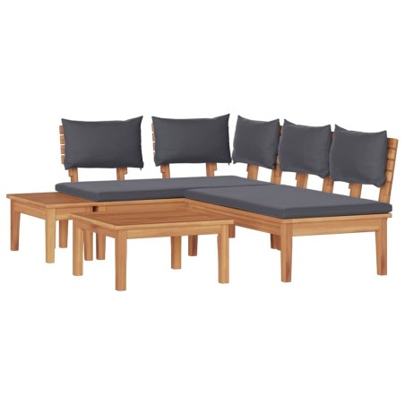 vidaXL Set Panchina da Giardino 4 pcs Marrone e Grigio scuro e Marrone