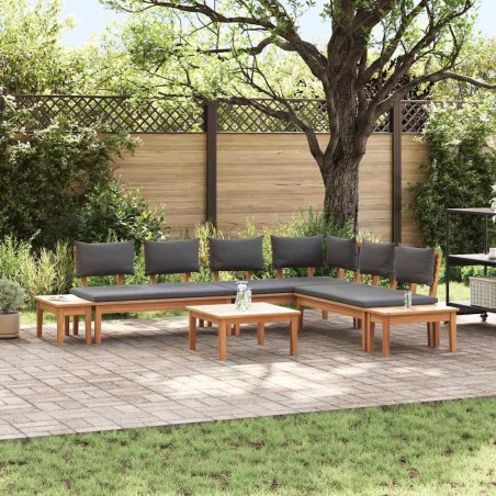 vidaXL Set Panchina da Giardino 3 pcs Marrone e Grigio scuro e Marrone