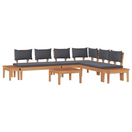 vidaXL Set Panchina da Giardino 3 pcs Marrone e Grigio scuro e Marrone