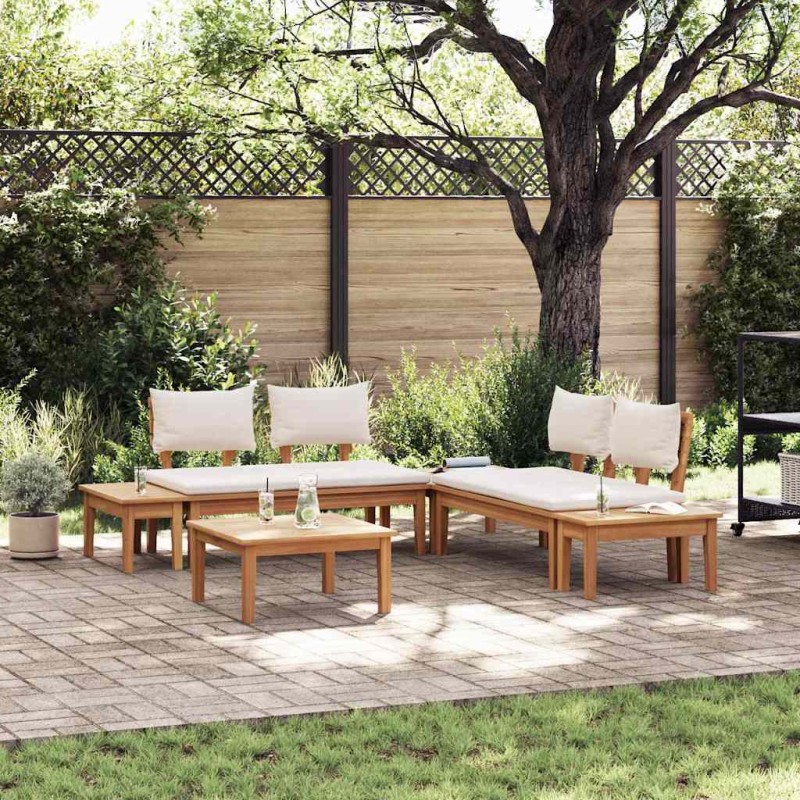 vidaXL Set Panchina da Giardino 3 pcs Marrone e Crema 2 posti Small vidaXL Set Panchina da Giardino 3 pcs Marrone e Crema 2 posti Small