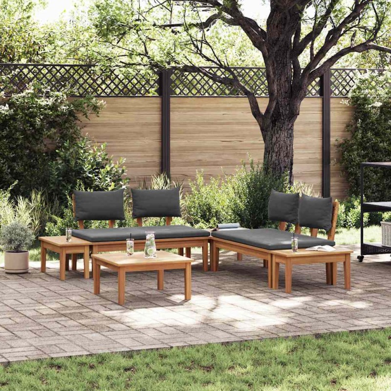 vidaXL Set Panchina da Giardino 3 pcs Marrone e Grigio scuro e Marrone vidaXL Set Panchina da Giardino 3 pcs Marrone e Grigio scuro e Marrone