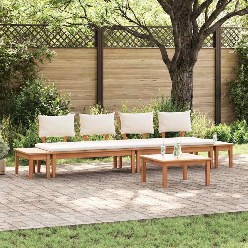 vidaXL Set da Giardino di 5 Pezzi con Cuscini - Legno Teak Massello vidaXL Set da Giardino di 5 Pezzi con Cuscini - Legno Teak Massello
