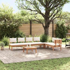 vidaXL Set da pranzo da giardino , 5 pezzi con cuscini - in legno massello di teak
