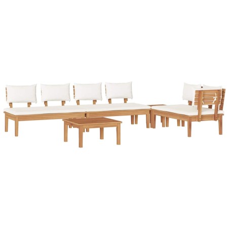 vidaXL Set da pranzo da giardino , 5 pezzi con cuscini - in legno massello di teak