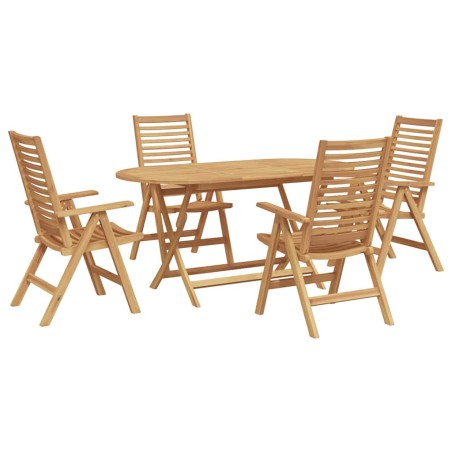 vidaXL Set da Pranzo da Giardino 5 Pezzi Pieghevole in Legno Massello di Teak