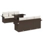 vidaXL Set da Giardino 7 Pezzi con Cuscini Marroni in Rattan Sintetico