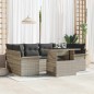 vidaXL Set divani da giardino 7 pezzi con cuscini grigio chiaro in polirattan vidaXL Set divani da giardino 7 pezzi con cuscini grigio chiaro in polirattan
