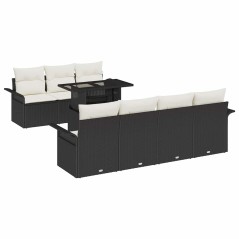 vidaXL Set Divano da Giardino 8 Pezzi con Cuscini Neri in Rattan Sintetico