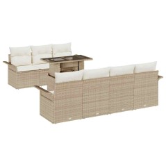 vidaXL Set di divani da giardino 8 pezzi con cuscini beige in polirattan