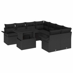 vidaXL Set da Giardino 9 Pezzi con Cuscini in Rattan Sintetico Nero