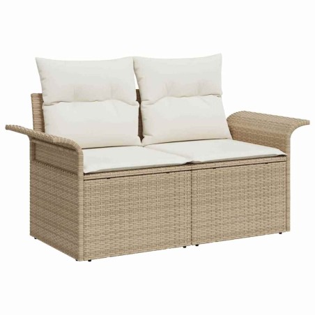 vidaXL Set divano da giardino 5 pezzi con cuscini beige in rattan sintetico