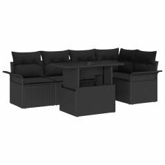 vidaXL Set da giardino 6 pezzi con cuscini neri in rattan